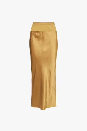 Rick Owens Elasticated Waistband Contrast Panels Satin Midi Skirt