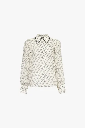 ME AND EM Trellis Floral Long-sleeve Cotton and Silk-blend Shirt