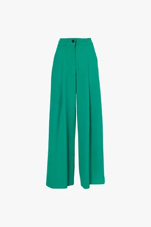 ME AND EM Pleat-front High-rise Wide-length Twill Trousers