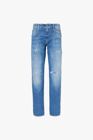 Replay Anbass Distressed Slim-fit Stretch-denim Jeans