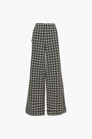 ME AND EM Houndstooth Wide-leg Stretch-woven Trousers