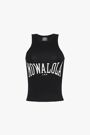 Mowalola Brand-print Racerback Slim-fit Stretch-cotton Top