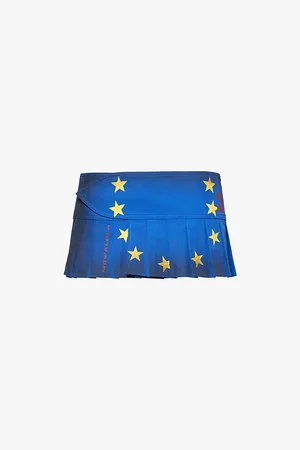 Mowalola Eurotrash Pleated Woven Mini Skirt
