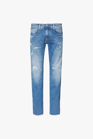 Replay Anbass Brand-patch Tapered-leg Slim-fit Stretch-denim Jeans