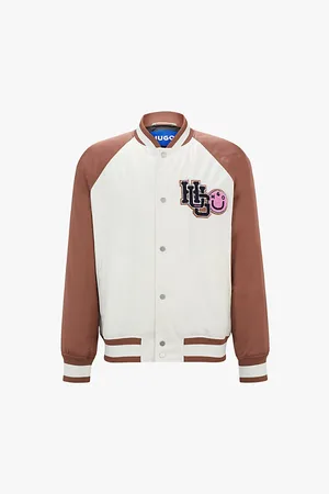 HUGO BOSS Logo-patch Contrast-sleeve Woven Bomber Jacket