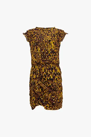 AllSaints Hali Animal-print Ruffled Recycled-polyester Mini Dress