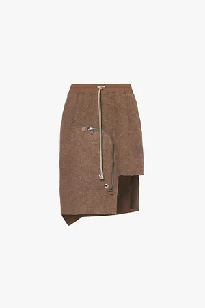 Rick Owens Dracca Drawstring Brushed-wool Midi Skirt