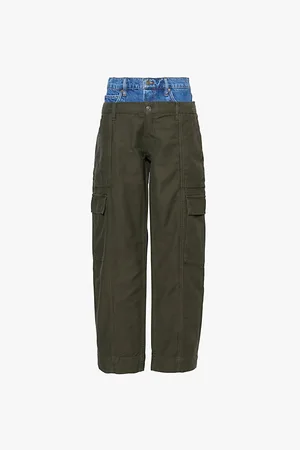 Frame Le Mix Cargo Two-slip-pockets Straight-leg High-rise Cotton Trousers