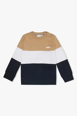 HUGO BOSS Logo-print Stripe-pattern Cotton-knit Jumper 6 Months - 3 Years
