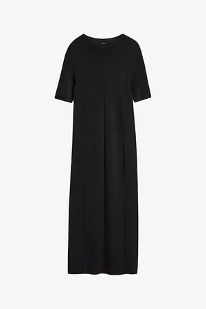 Joseph Grid Round-neck Short-sleeve Knitted Maxi Dress