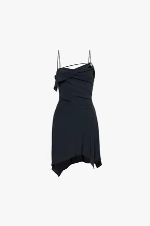 Acne Studios Strap Heart-charm Open-back Draped Chiffon Mini Dress
