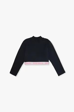 Palm Angels Logo Band Cropped Long-sleeve Cotton-jersey Sweatshirt 2-16 Years