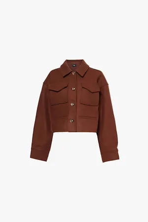 Paige Ashtyn Spread-collar Buttoned-pockets Relaxed-fit Wool-blend Jacket