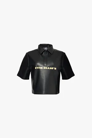 Mowalola Moto Polo Collar Faux-leather Shirt