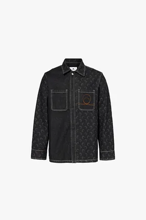 Marine Serre Moon Laser Moon-print Relaxed-fit Organic-denim Shirt