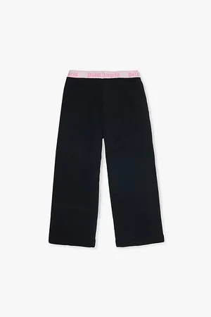 Palm Angels Logo-waistband High-rise Wide-leg Cotton-jersey Jogging Bottoms 8-12+ Years