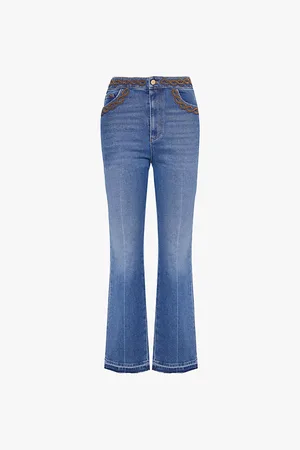 VALENTINO GARAVANI Bead-embellishment Flared-leg Regular-fit Stretch-denim Jeans