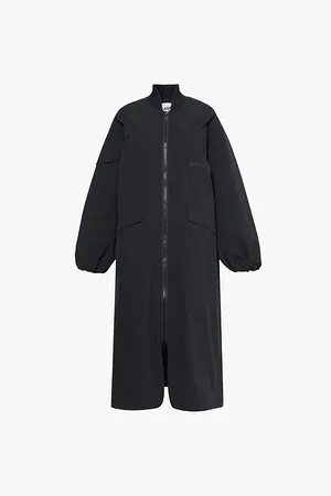Ganni Seersucker Longline Oversized Recycled-polyester Coat