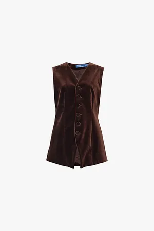 Ralph Lauren Velvet-texture V-neck Stretch-cotton Gilet