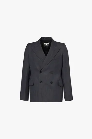 Maison Margiela Striped-print Double-breasted Regular-fit Wool Blazer