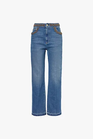 VALENTINO GARAVANI High-rise Straight-leg Beaded-embellishment Stretch-denim Jeans