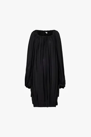 Khaite Nash Draped Long-sleeve Silk-georgette Top