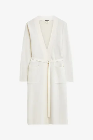 Joseph Long-length Belted-waist Stretch Wool and Silk-blend Cardigan