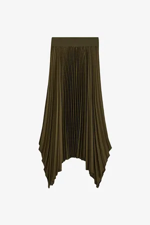 Joseph Ade Asymmetric-hem High-rise Plissé Woven Midi Skirt