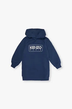 Kenzo Box-logo Hooded Cotton-jersey Dress 2-12 Years