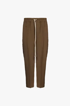 Rick Owens Astaires Mid-rise Dropped-crotch Cropped-length Grain De Poudre Wool Trousers