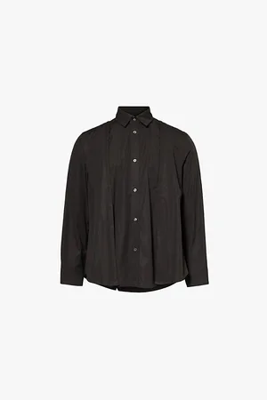 SACAI Pleated Long-sleeves Relaxed-fit Cotton-poplin Shirt