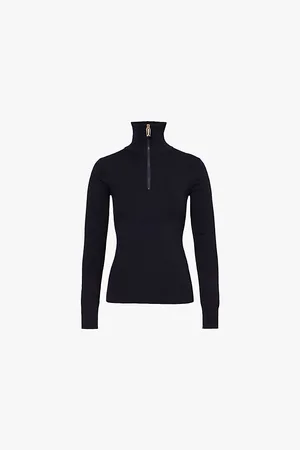 Victoria Beckham Half-zip High-neck Wool-blend Knitted Top