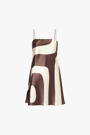 SIR Freddie Geometric-print Silk Mini Dress
