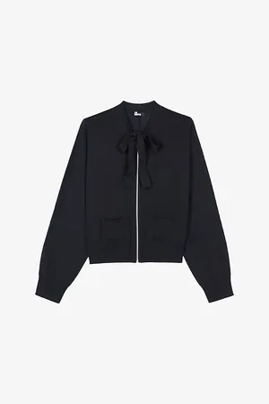 The Kooples Bow-collar Patch-pocket Wool Cardigan
