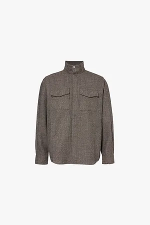 Ami Stand Collar Flap Pockets Regular-fit Wool and Cotton-blend Shirt