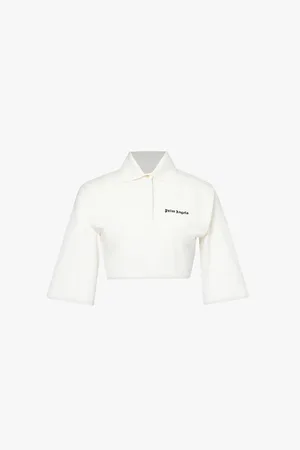 Palm Angels Classic Polo-collar Cropped-length Cotton-pique Top