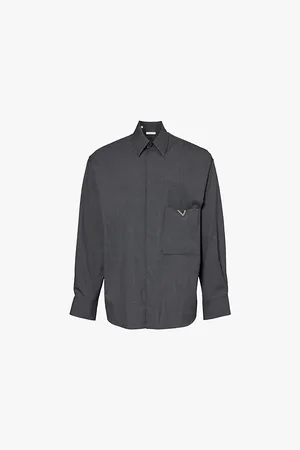 VALENTINO Brand Plaque Patch-pocket Wool Shirt