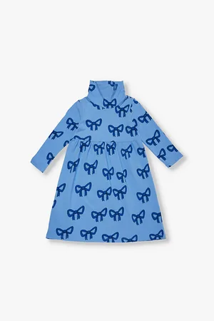 Mini Rodini Bow-print Long-sleeve Organic-cotton Jersey Dress