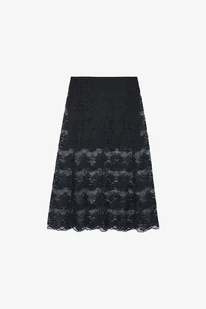The Kooples Floral Scalloped-edge Lace Midi Skirt
