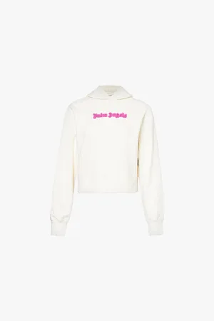 Palm Angels Branded Ribbed-trims Cotton-jersey Hoody