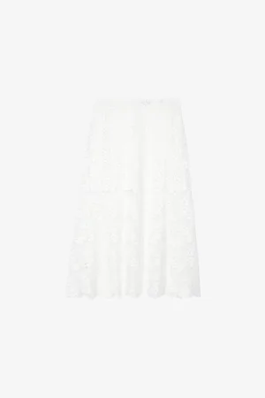 The Kooples Floral Scalloped-edge Lace Midi Skirt