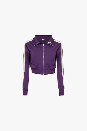Palm Angels Funnel-neck Contrast-sleeve Woven Jacket