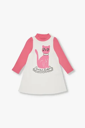 Mini Rodini Spoiled Cat Long-sleeve Ribbed Cotton-blend Jersey Dress .5-11 Years