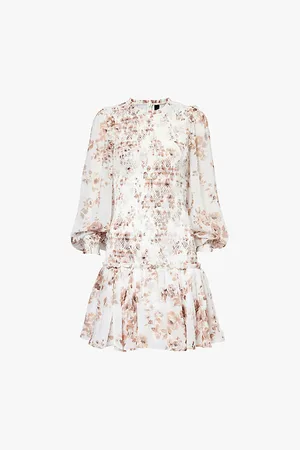 Needle & Thread Vintage Rose Ellis Flower-print Recycled-polyester Mini Dress