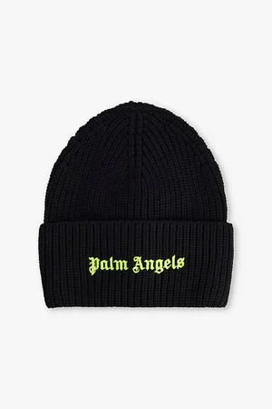 Palm Angels Logo-embroidered Ribbed-wool Beanie Hat