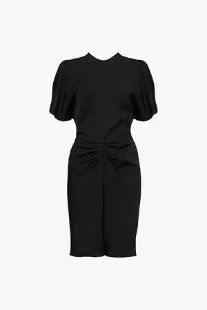 Victoria Beckham Gathered Tulip-sleeve Woven Mini Dress