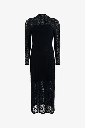 Ro&Zo High-neck Slim-fit Lace-knit Midi Dress