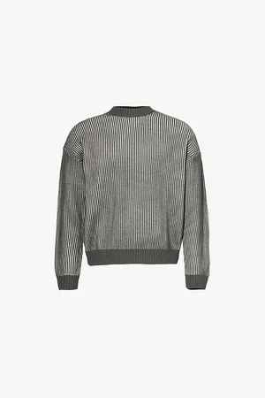Emporio Armani Ribbed Long-sleeve Regular-fit Wool-blend Knitted Jumper