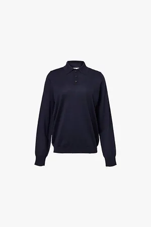 Maison Margiela Fine-knit Long-sleeve Wool Polo Shirt