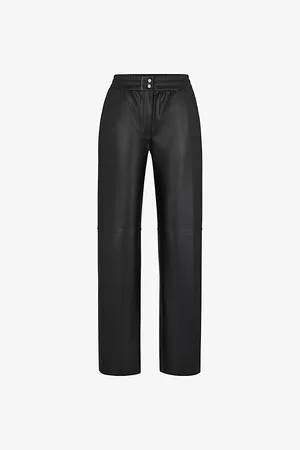 HUGO BOSS High-rise Elasticated-waist Faux-leather Trousers